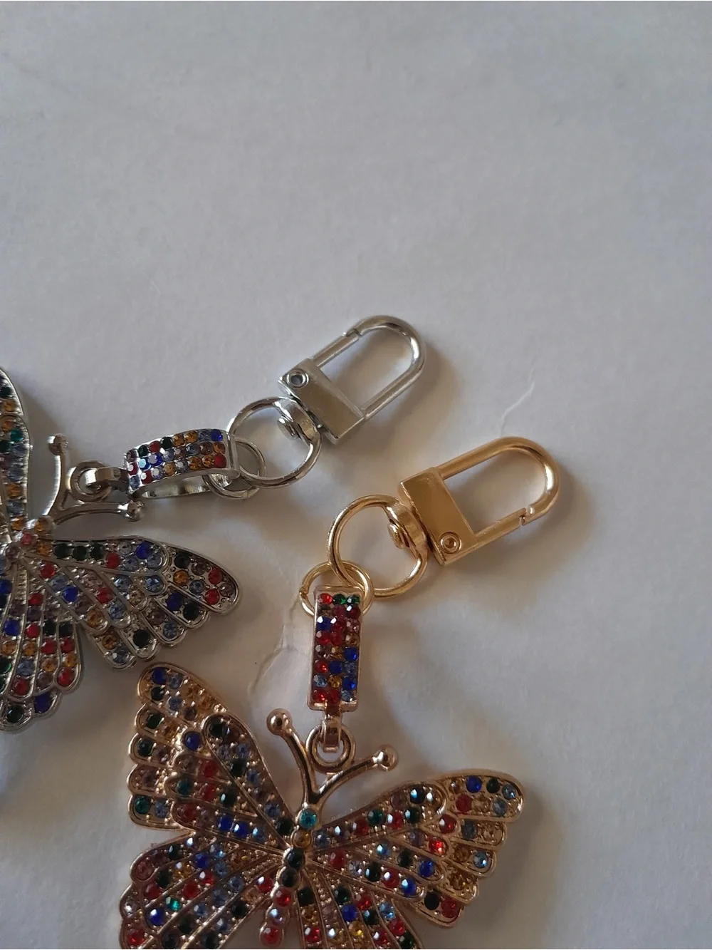 Rainbow Butterfly Charm Keychain with Rhinestone Crystal 1pc